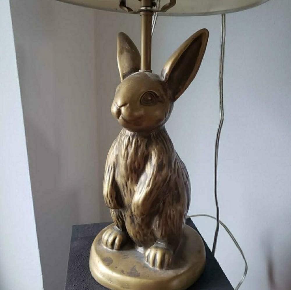 Pottery Barn Gold Rabbit Table Lamp